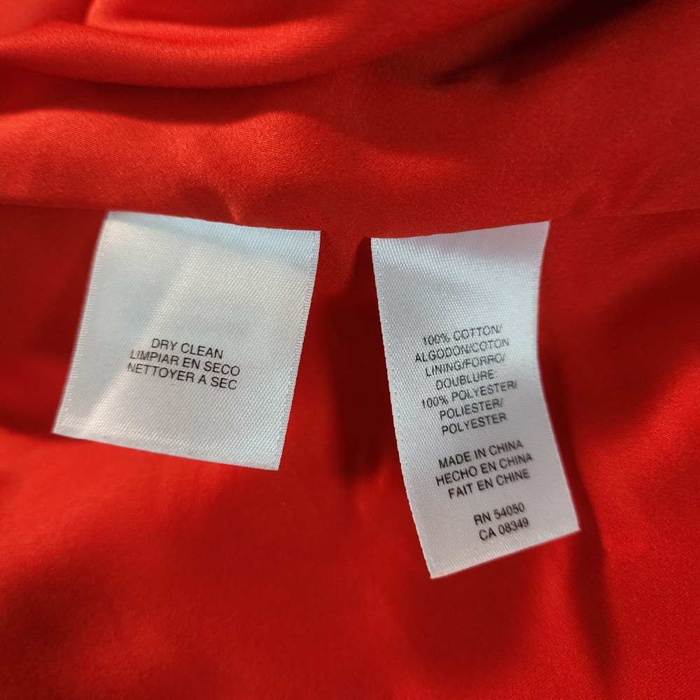 JONES NEW YORK Size Large Red‎ White Jacquard 100% Cotton Full Zip Blazer Jacket - Picture 13 of 13